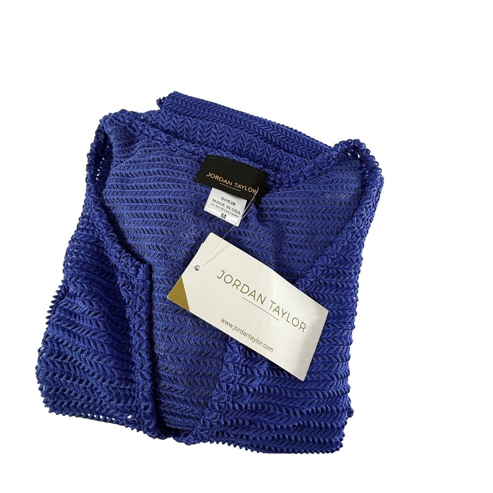 Jordan Taylor royal Mesh Knit Tunic Cover Up V-Neck Bell Sleeve Medium NWT $60
